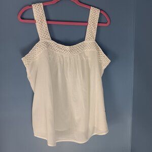Old Navy Women's White Cottagecore Boho Crochet Top  Size Large 100% cotton lace